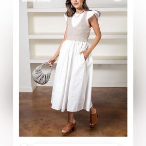 EN SAISON RAYA COMB KNIT MAXI DRESS-WHITE Size XS.